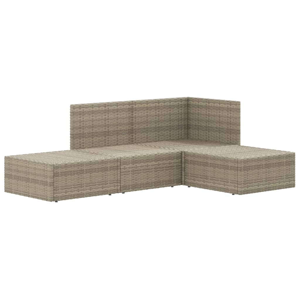 5-delige Loungeset met kussens poly rattan grijs