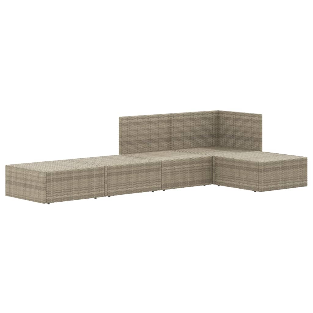 5-delige Loungeset met kussens poly rattan grijs