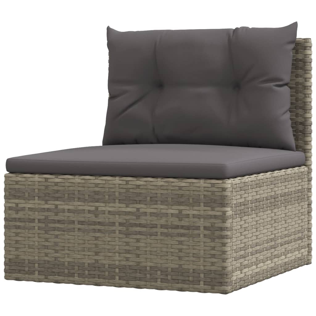 5-delige Loungeset met kussens poly rattan grijs