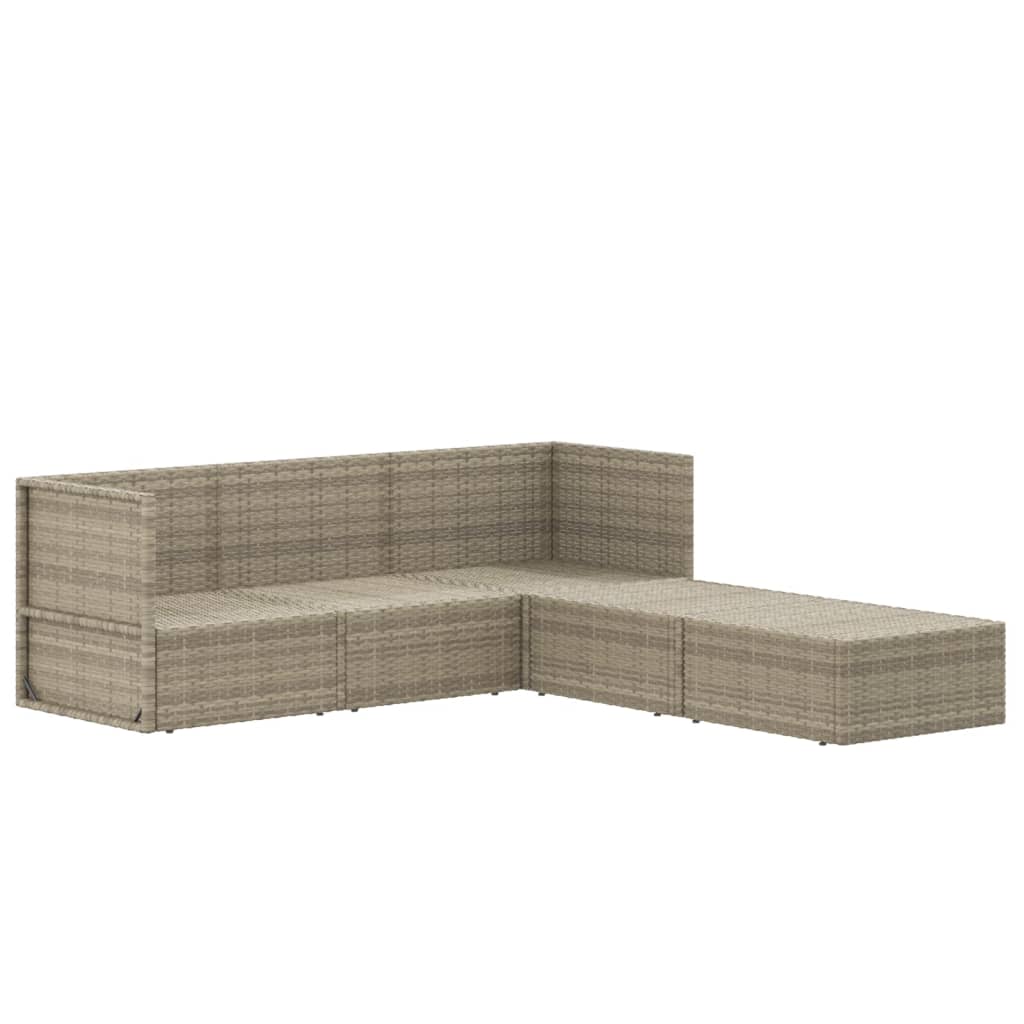 6-delige Loungeset met kussens poly rattan grijs