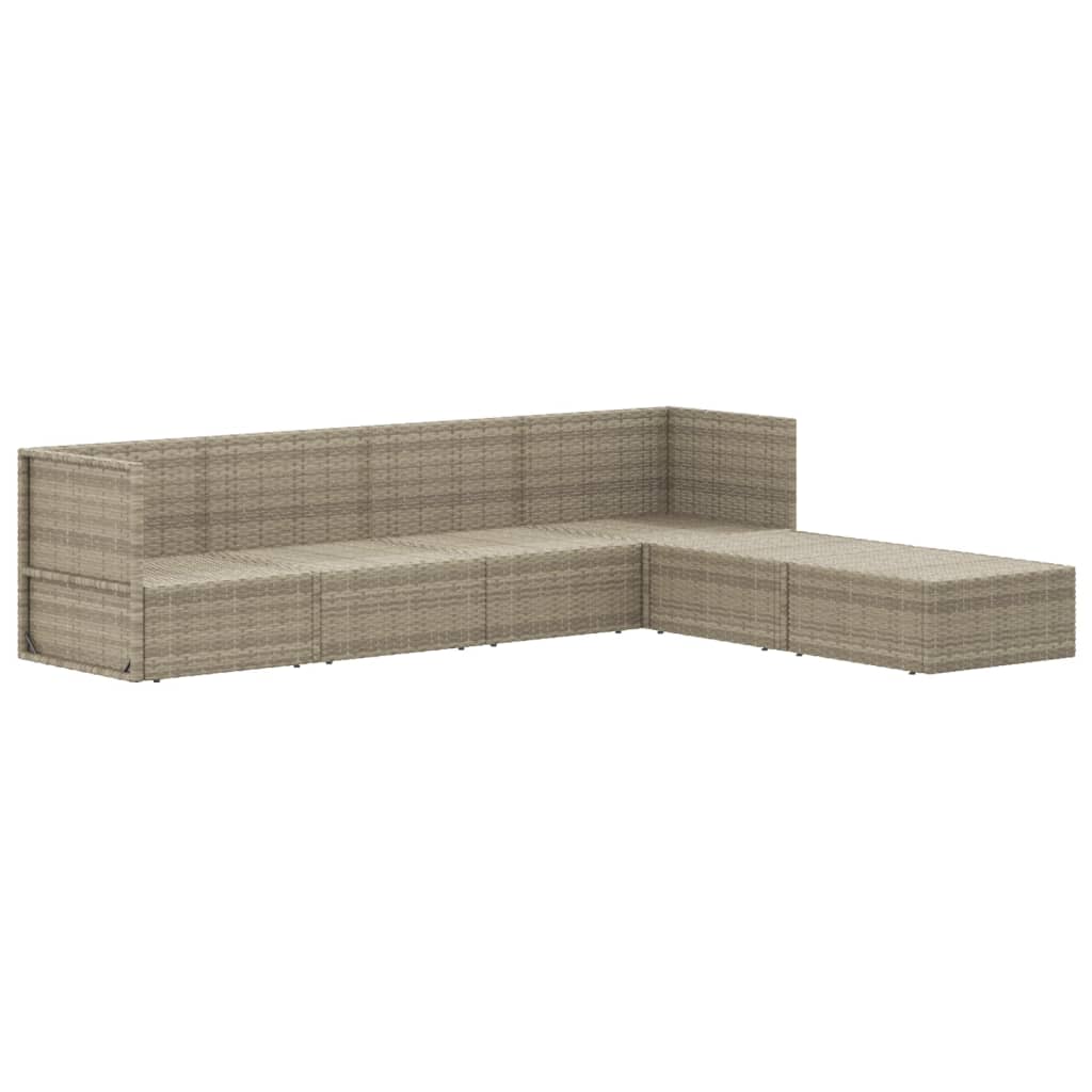 6-delige Loungeset met kussens poly rattan grijs