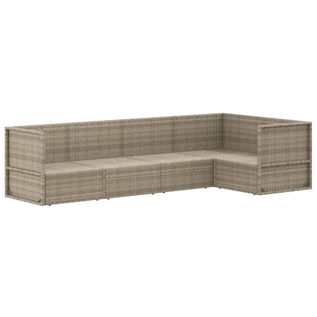 6-delige Loungeset met kussens poly rattan grijs