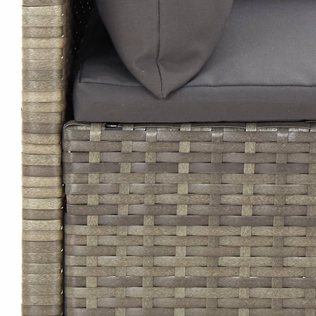 6-delige Loungeset met kussens poly rattan grijs