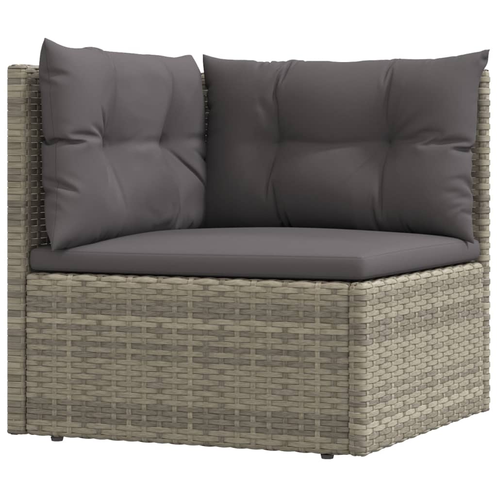 7-delige Loungeset met kussens poly rattan grijs