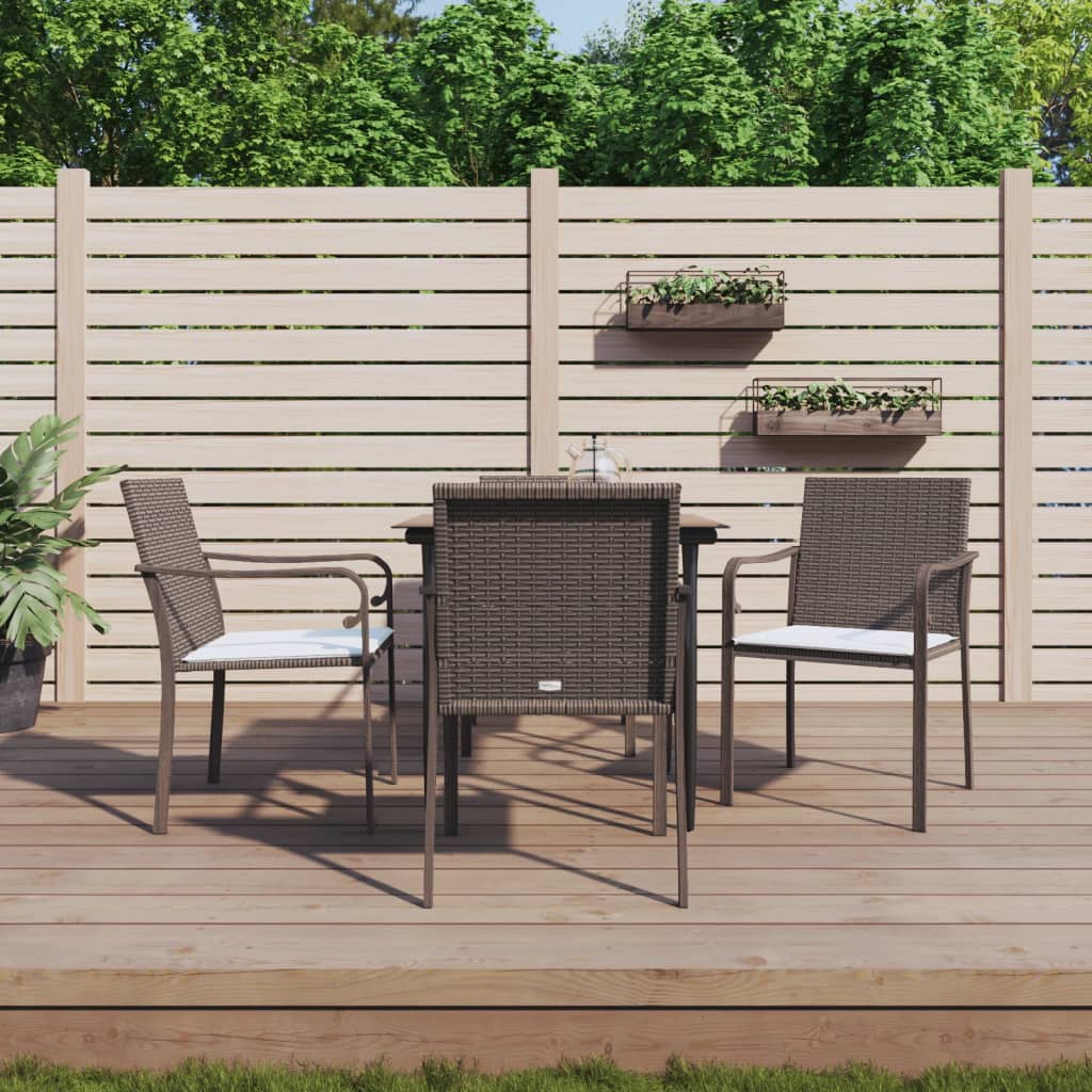 5-delige Tuinset met kussens poly rattan en staal