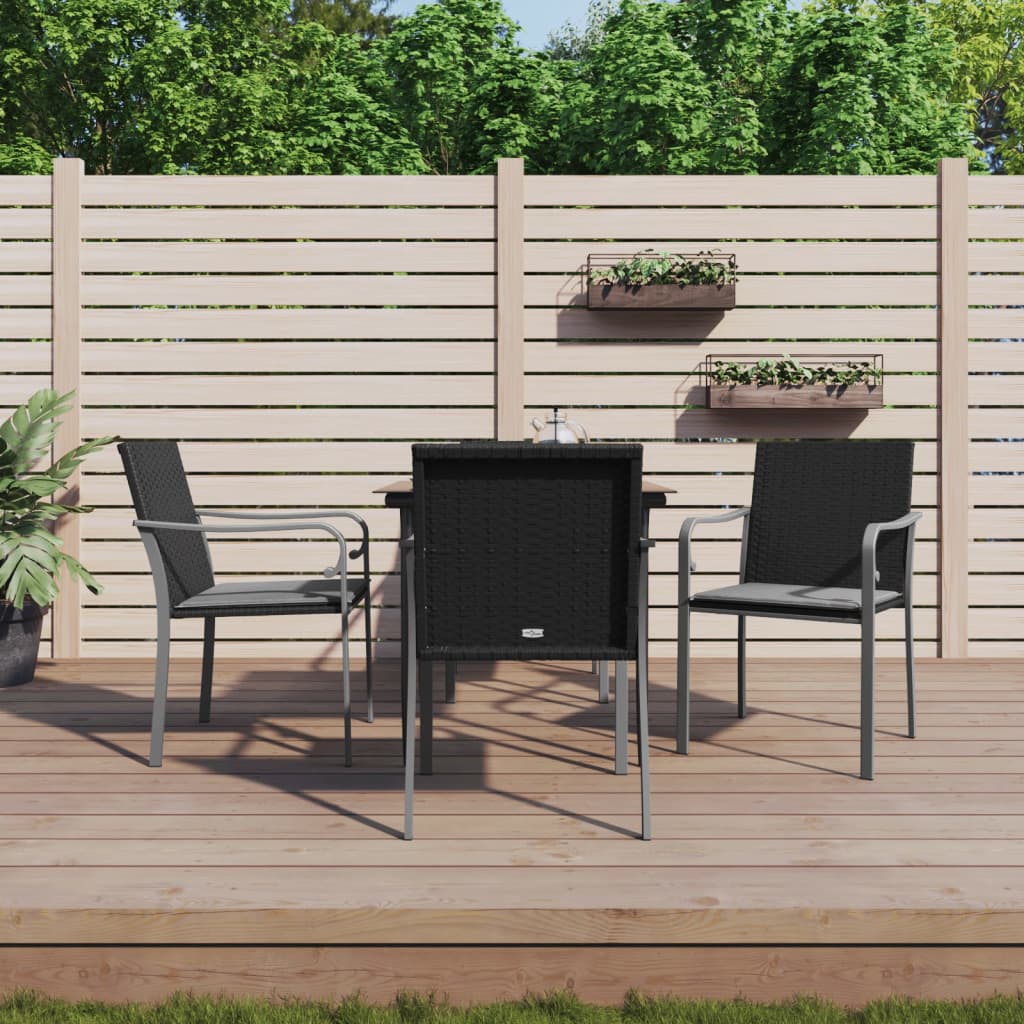 5-delige Tuinset met kussens poly rattan en staal