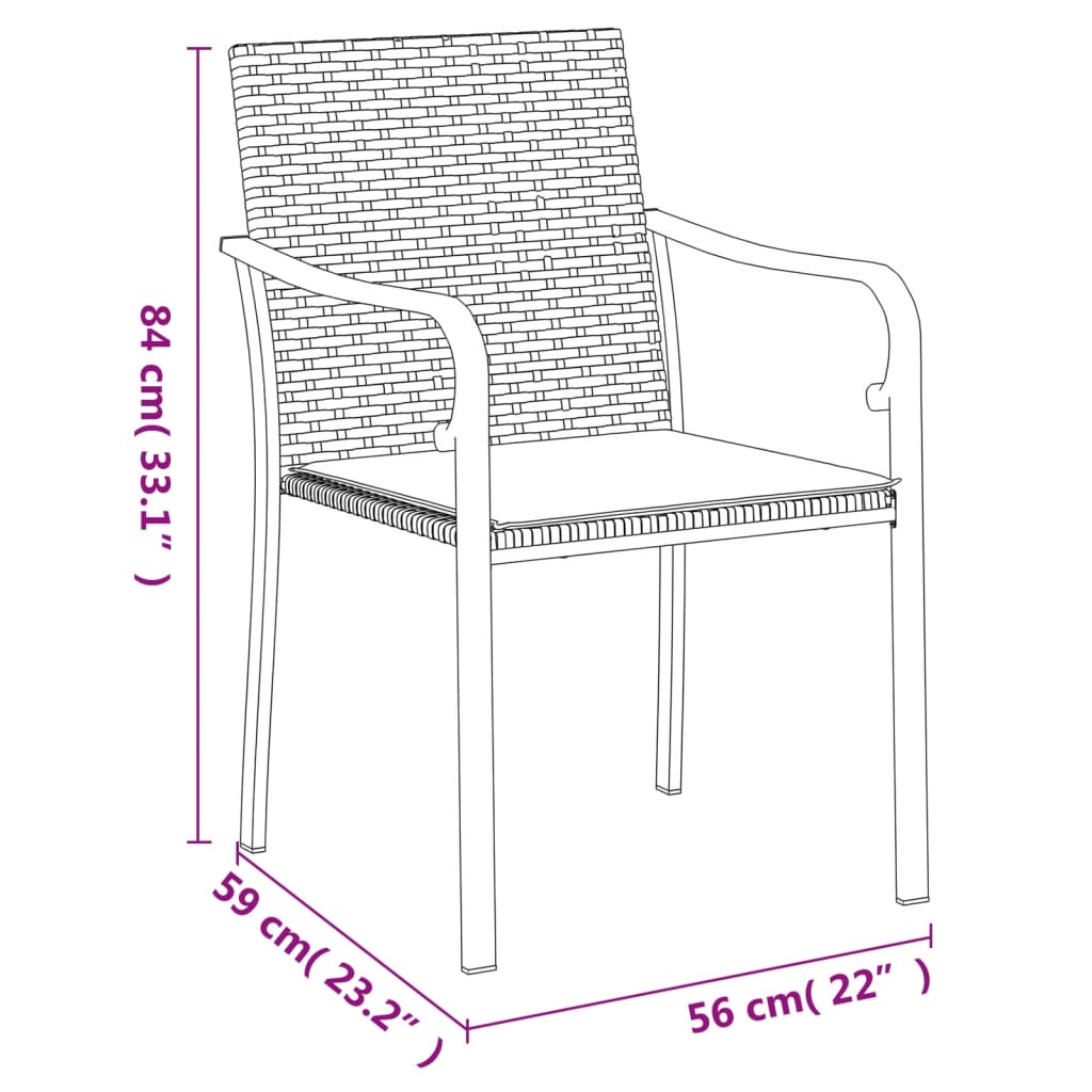 5-delige Tuinset met kussens poly rattan en staal