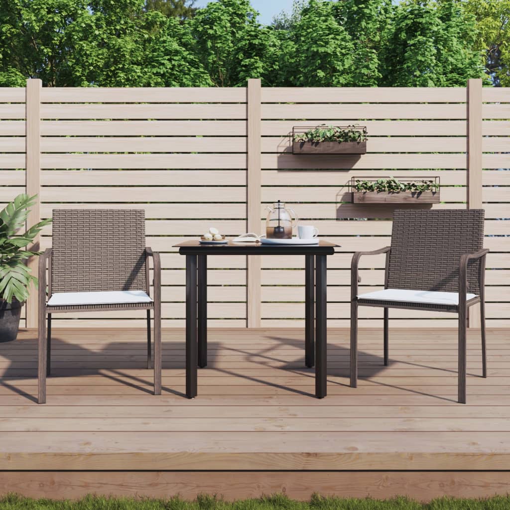 3-delige Tuinset met kussens poly rattan en staal