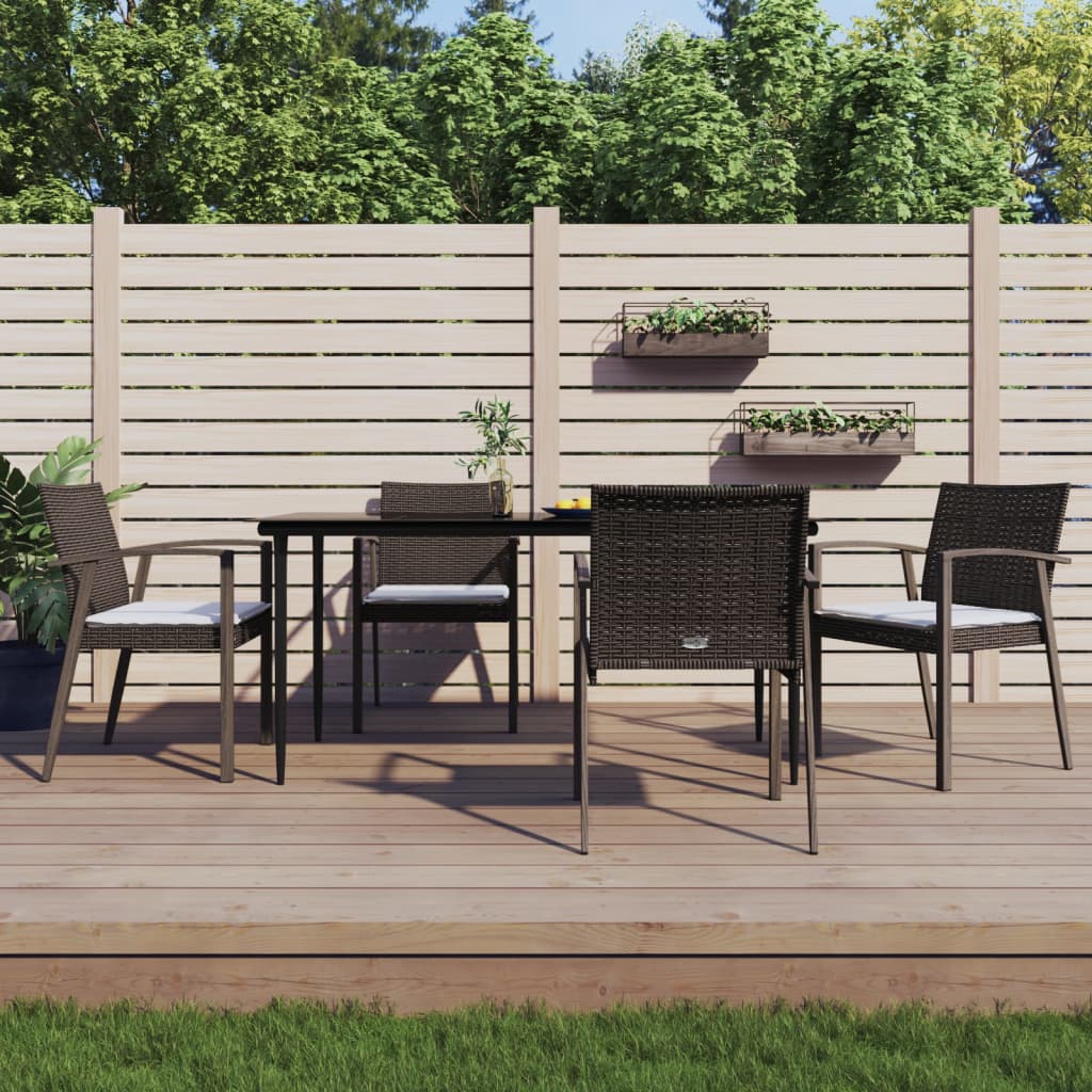 5-delige Tuinset met kussens poly rattan en staal