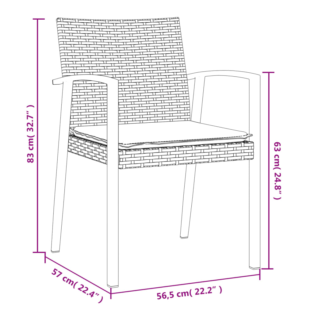 5-delige Tuinset met kussens poly rattan en staal