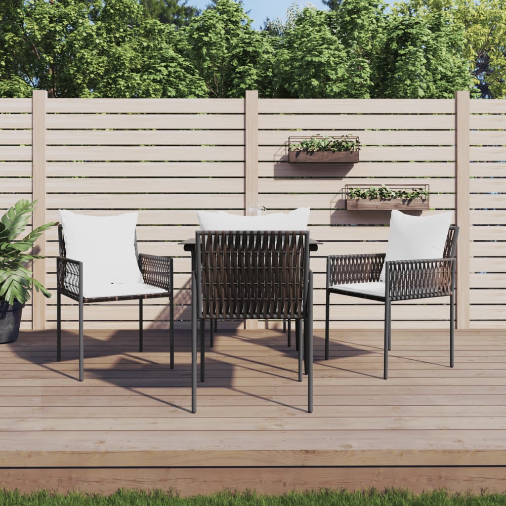 5-delige Tuinset met kussens poly rattan en staal