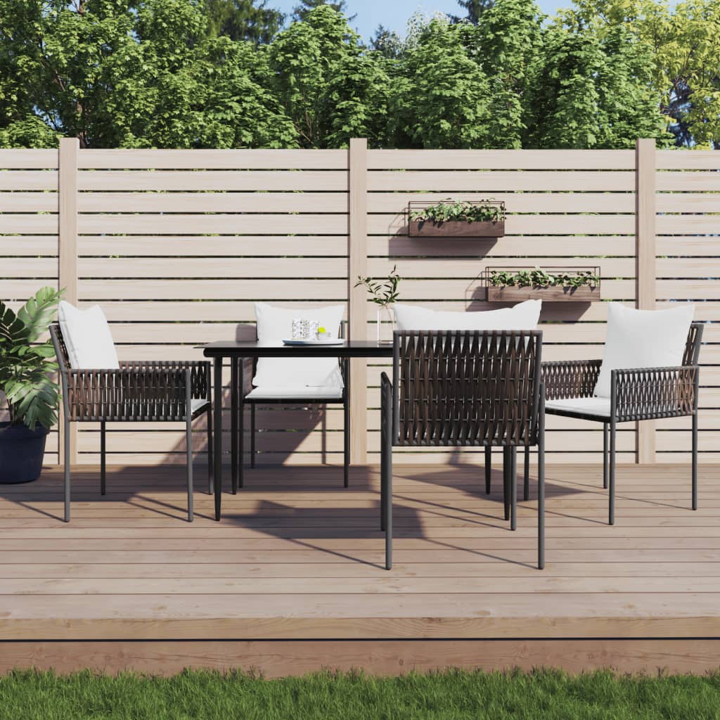 5-delige Tuinset met kussens poly rattan en staal