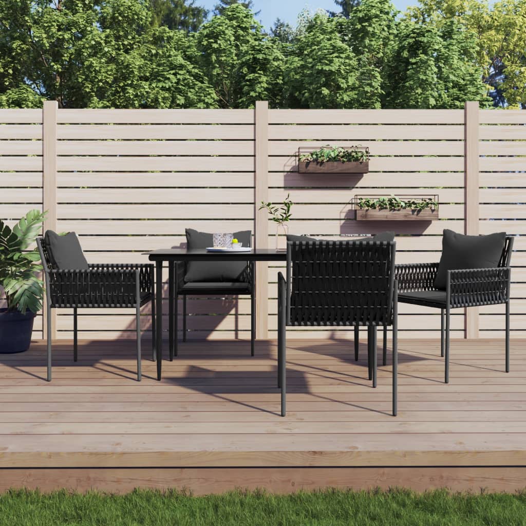 5-delige Tuinset met kussens poly rattan en staal