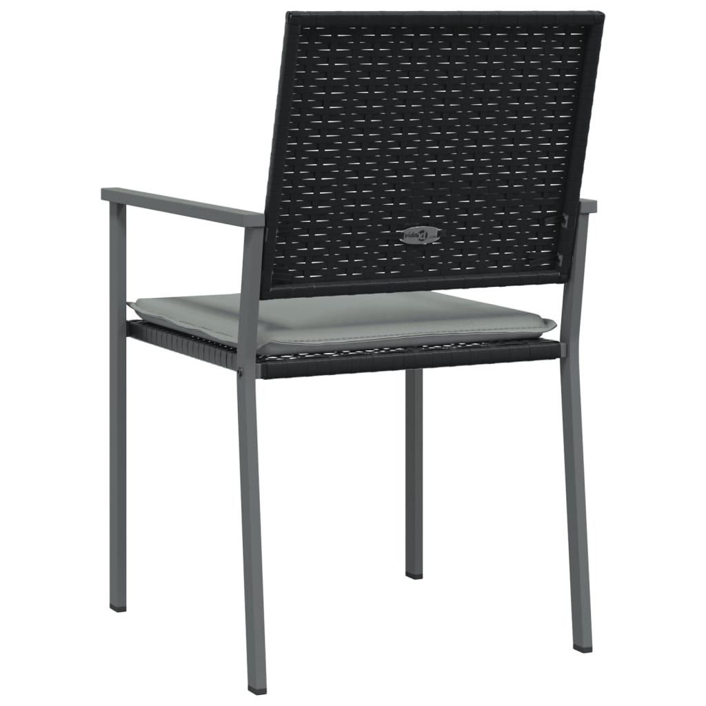 Tuinstoelen 4 st met kussens 54x62,5x89 cm poly rattan zwart