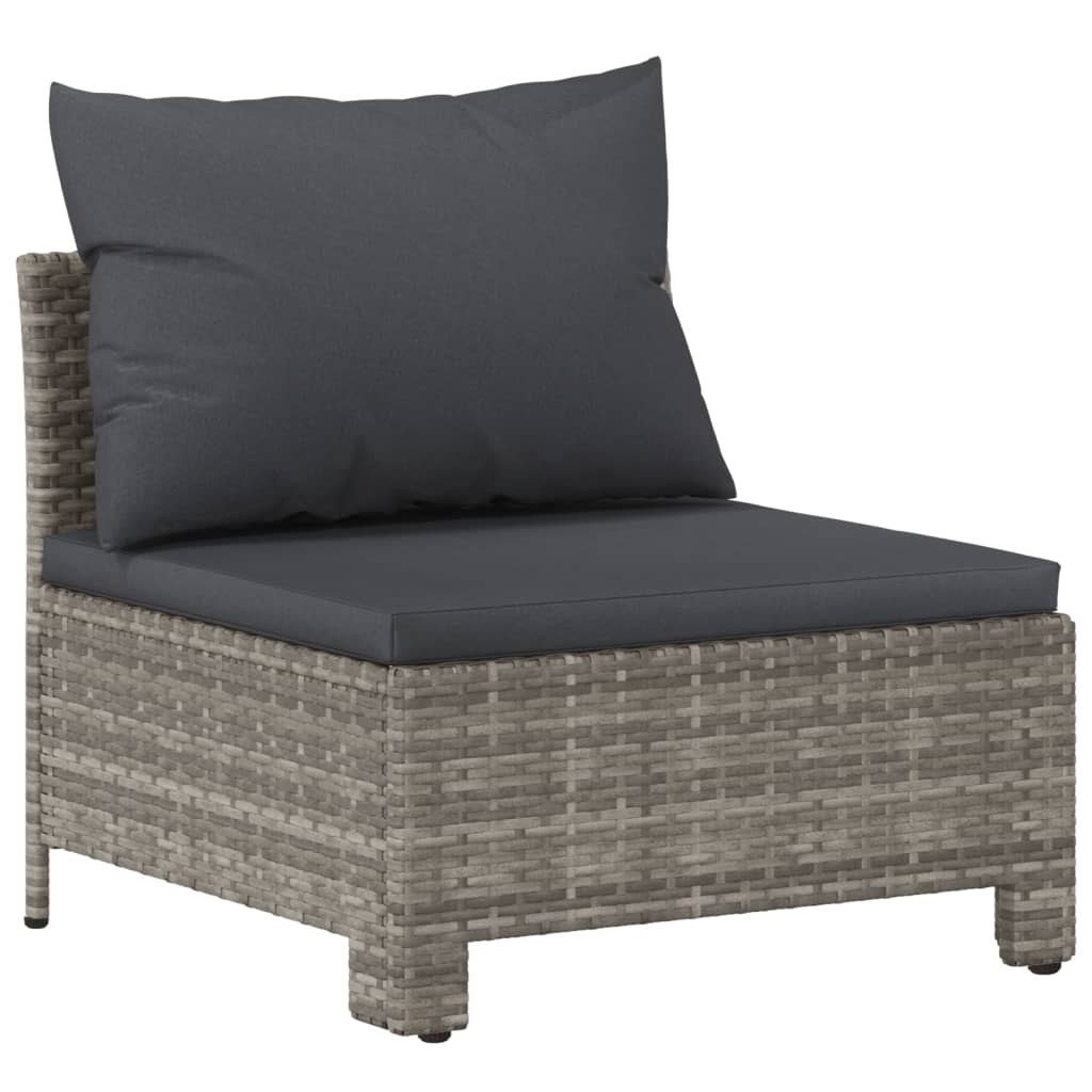 7-delige Loungeset met kussens poly rattan grijs