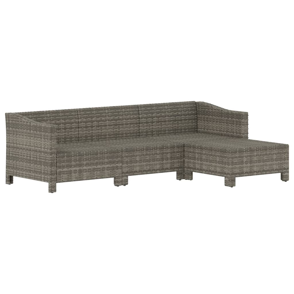 6-delige Loungeset met kussens poly rattan grijs