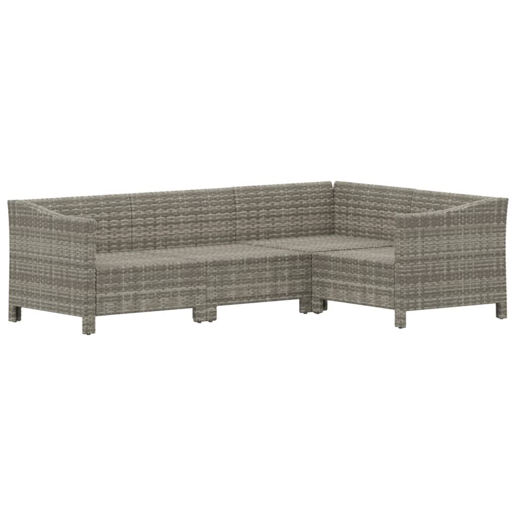 5-delige Loungeset met kussens poly rattan grijs