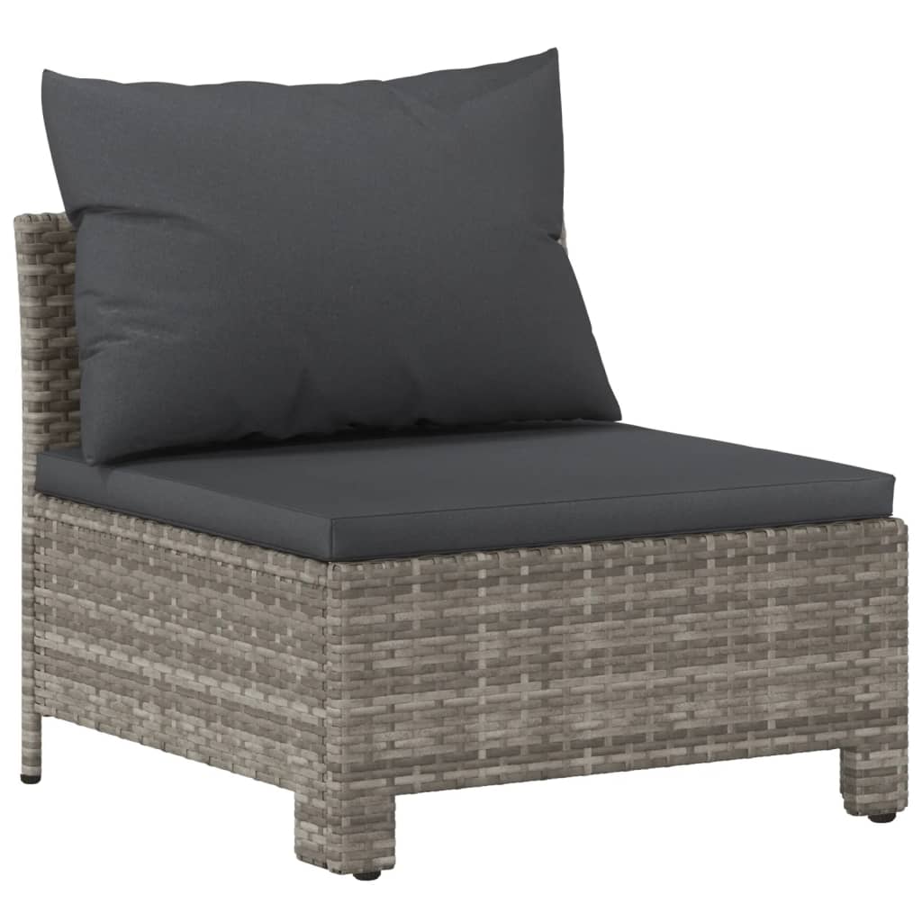 5-delige Loungeset met kussens poly rattan grijs