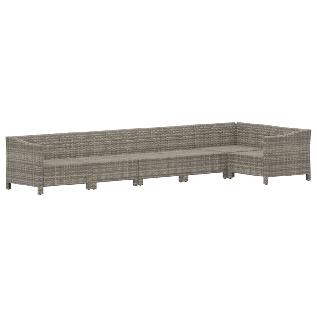 5-delige Loungeset met kussens poly rattan grijs