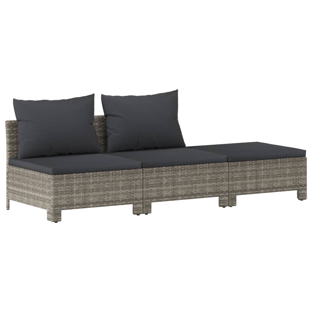 5-delige Loungeset met kussens poly rattan grijs