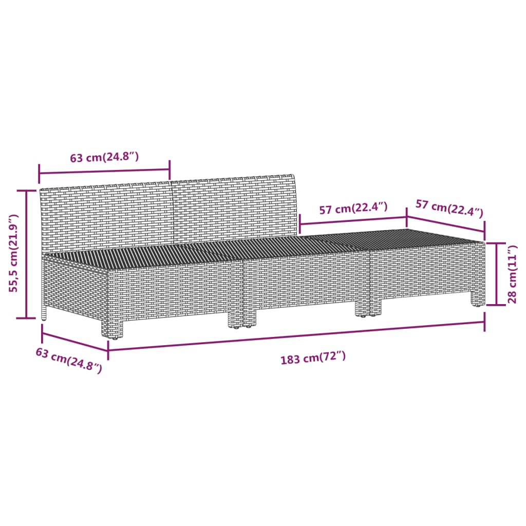 5-delige Loungeset met kussens poly rattan grijs