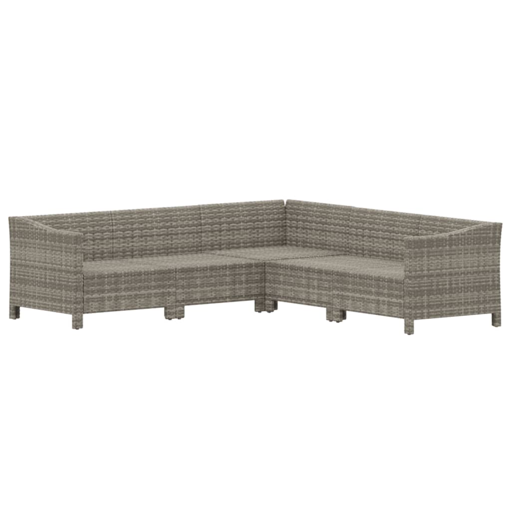 6-delige Loungeset met kussens poly rattan grijs