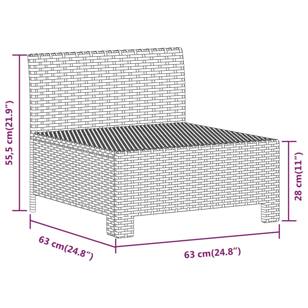 6-delige Loungeset met kussens poly rattan grijs