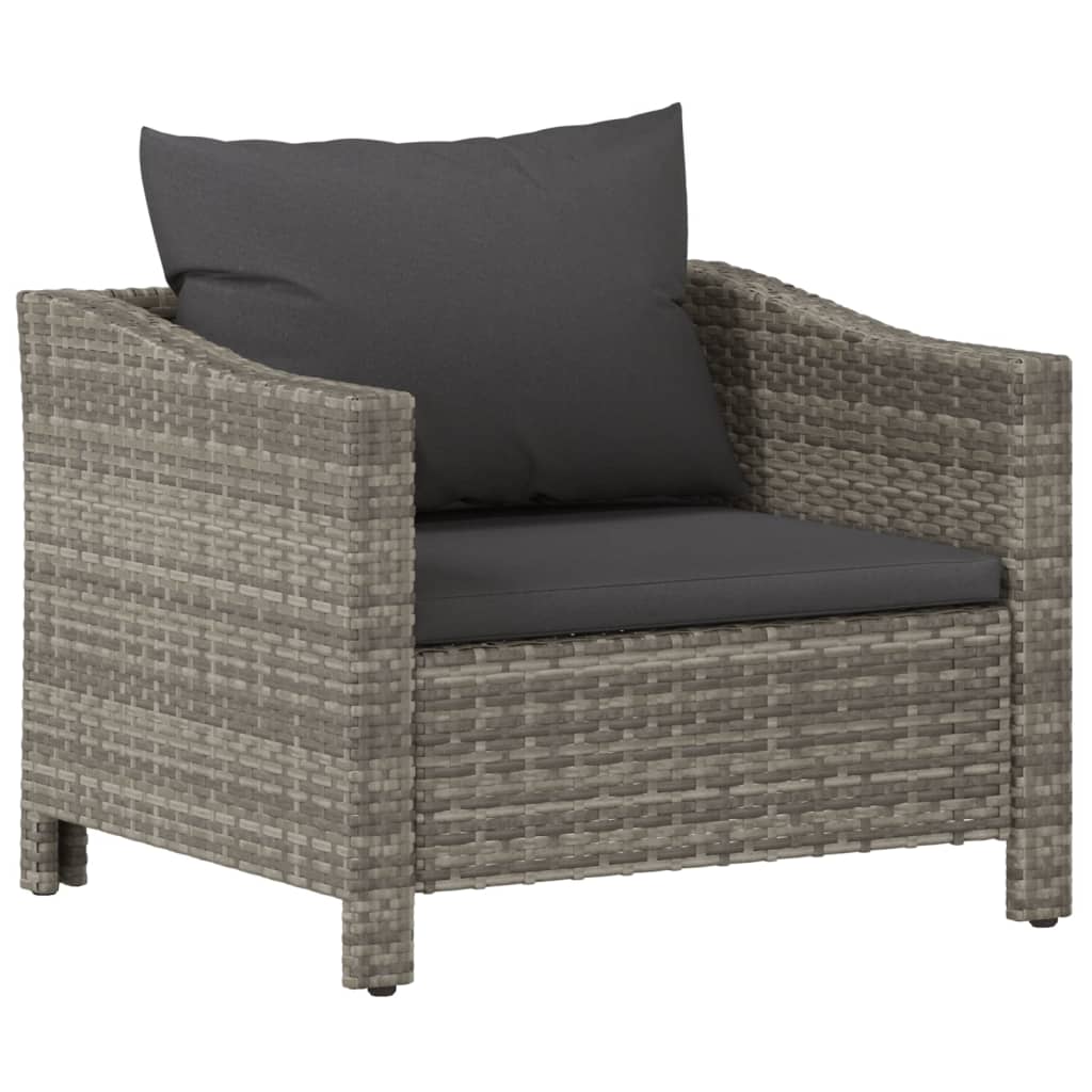 5-delige Loungeset met kussens poly rattan grijs