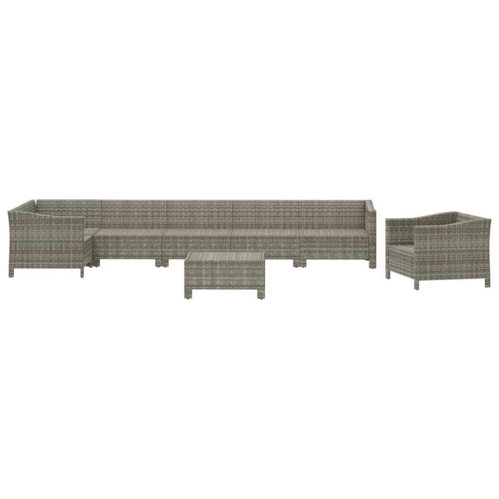 5-delige Loungeset met kussens poly rattan grijs