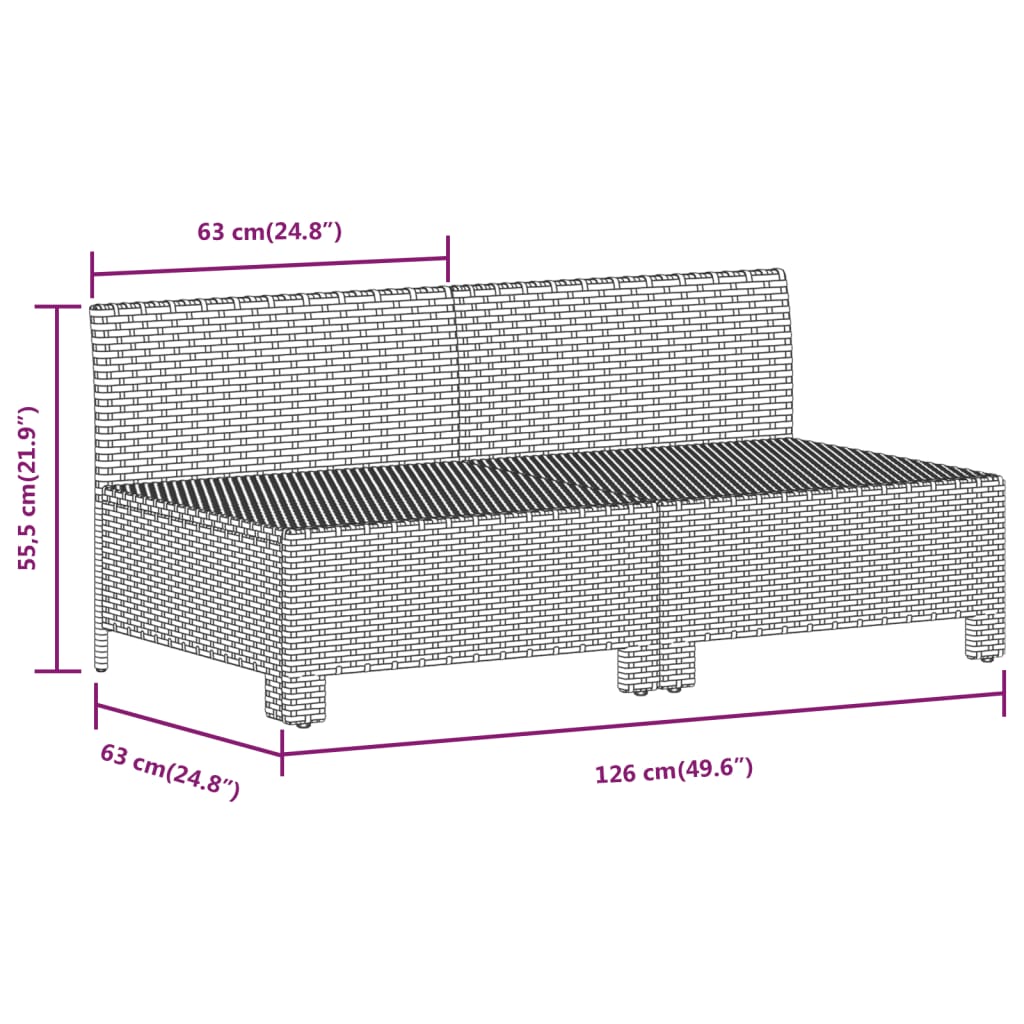 8-delige Loungeset met kussens poly rattan grijs