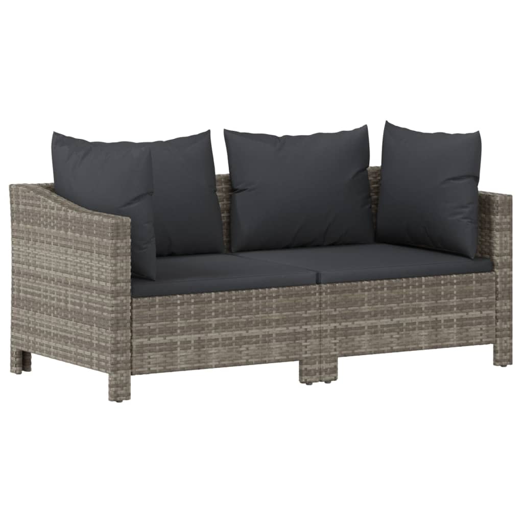 8-delige Loungeset met kussens poly rattan grijs