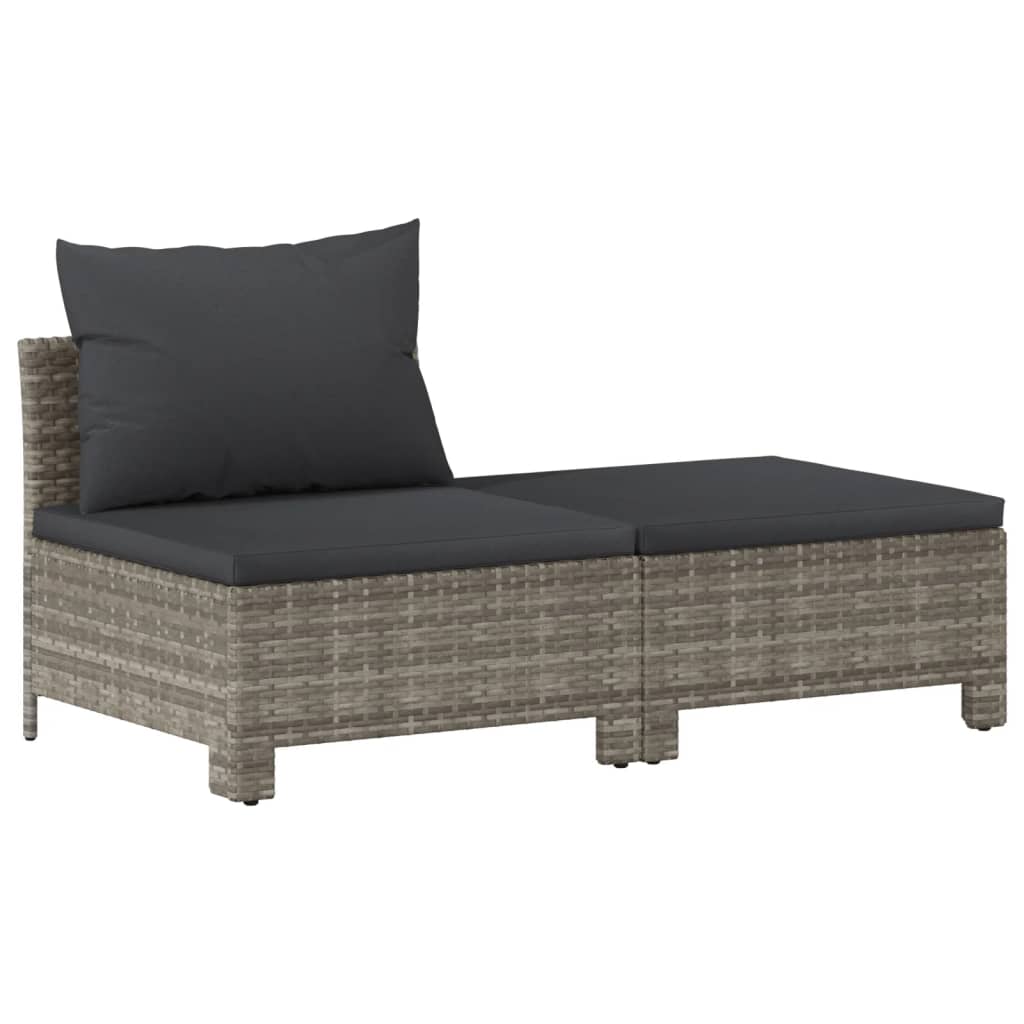 7-delige Loungeset met kussens poly rattan grijs