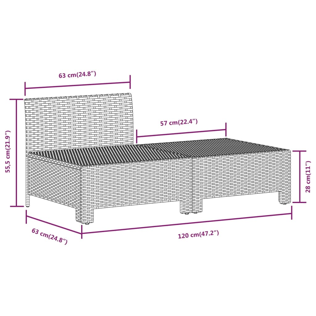 7-delige Loungeset met kussens poly rattan grijs