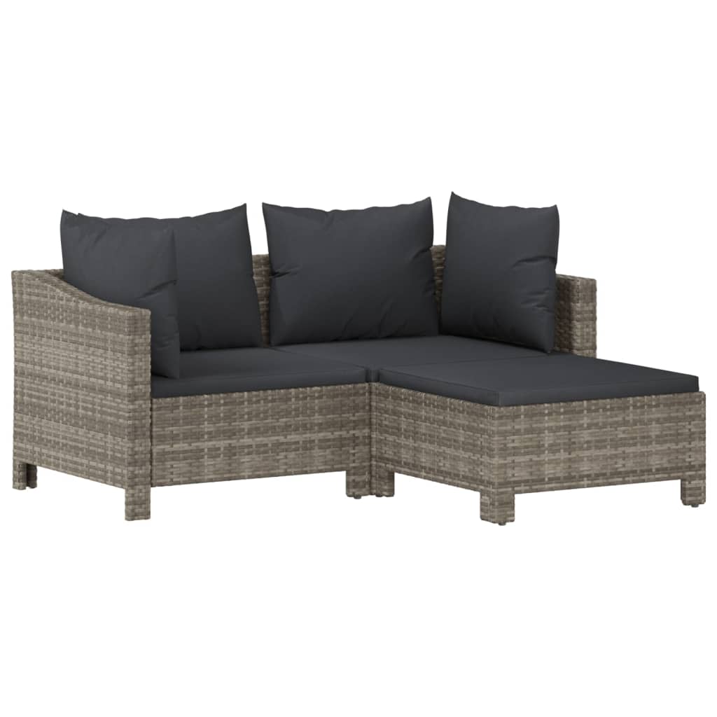 7-delige Loungeset met kussens poly rattan grijs