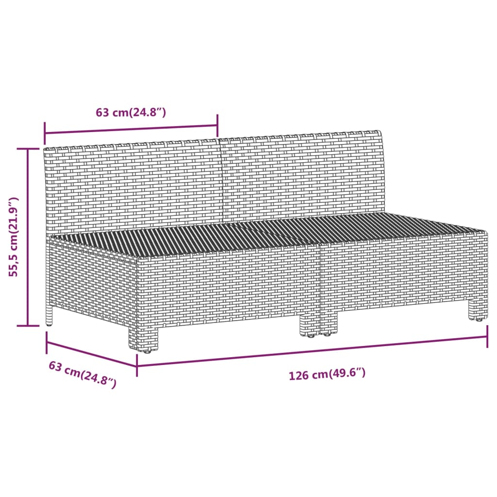 11-delige Loungeset met kussens poly rattan grijs