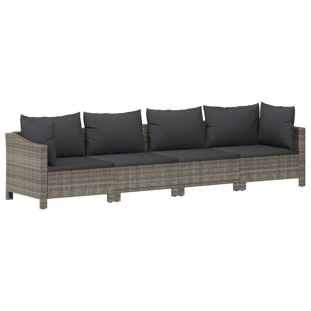 11-delige Loungeset met kussens poly rattan grijs