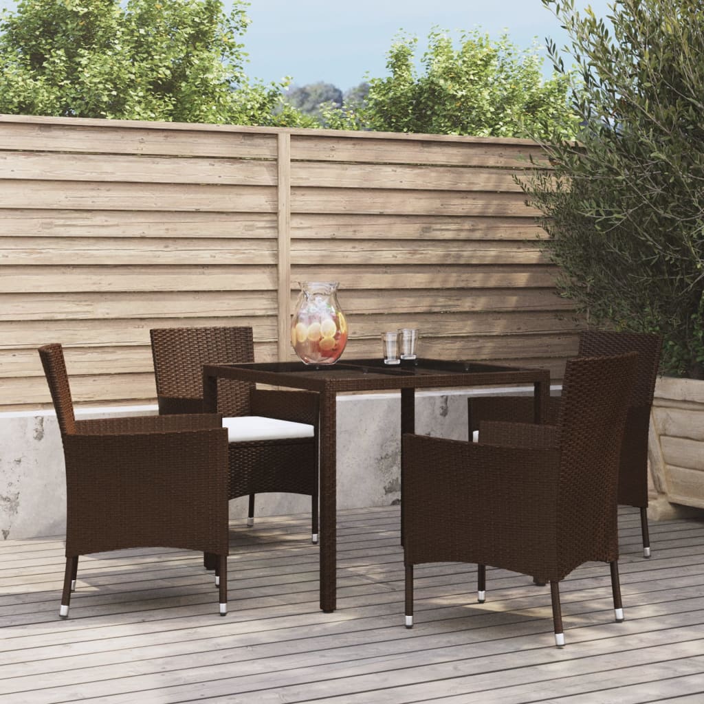 9-delige Tuinset met kussens poly rattan bruin