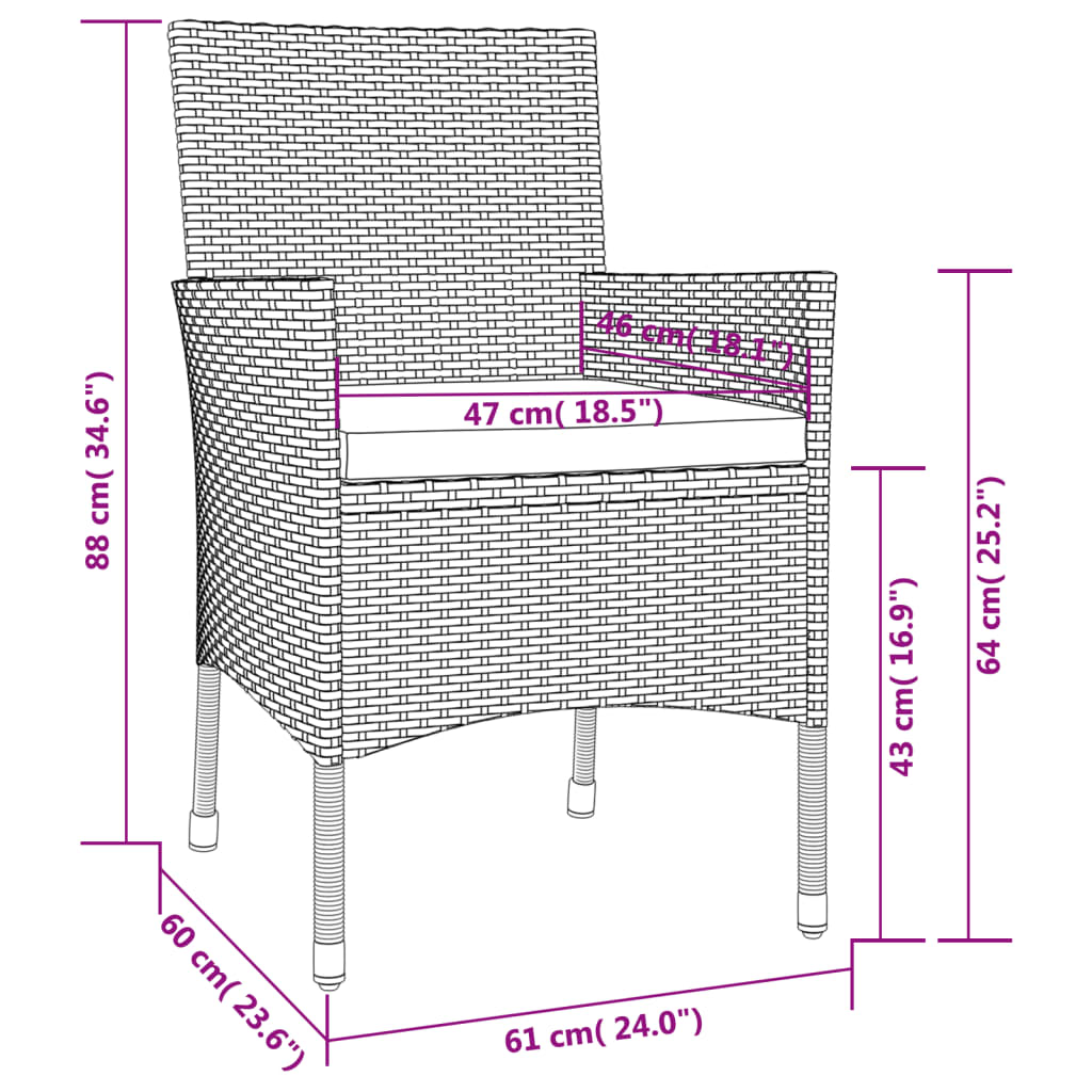 9-delige Tuinset met kussens poly rattan bruin