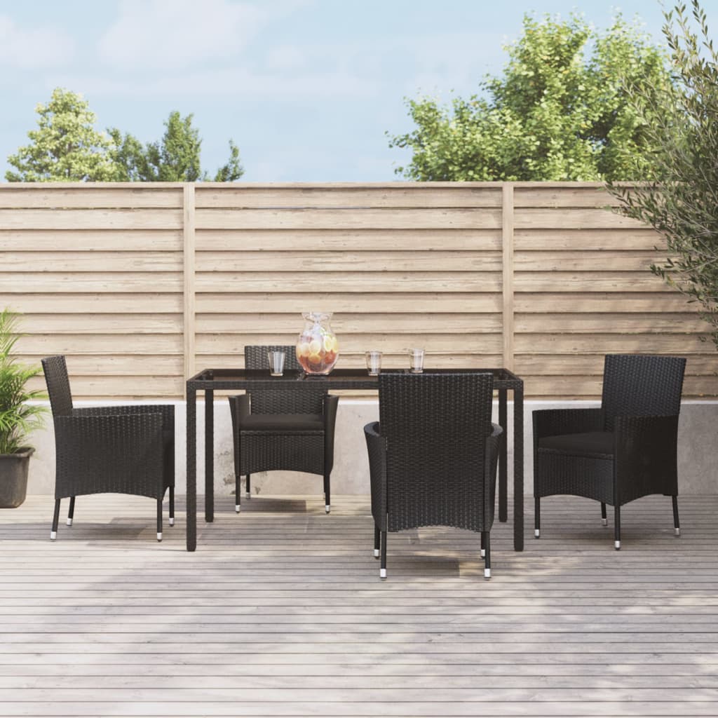 3-delige Tuinset met kussens poly rattan zwart