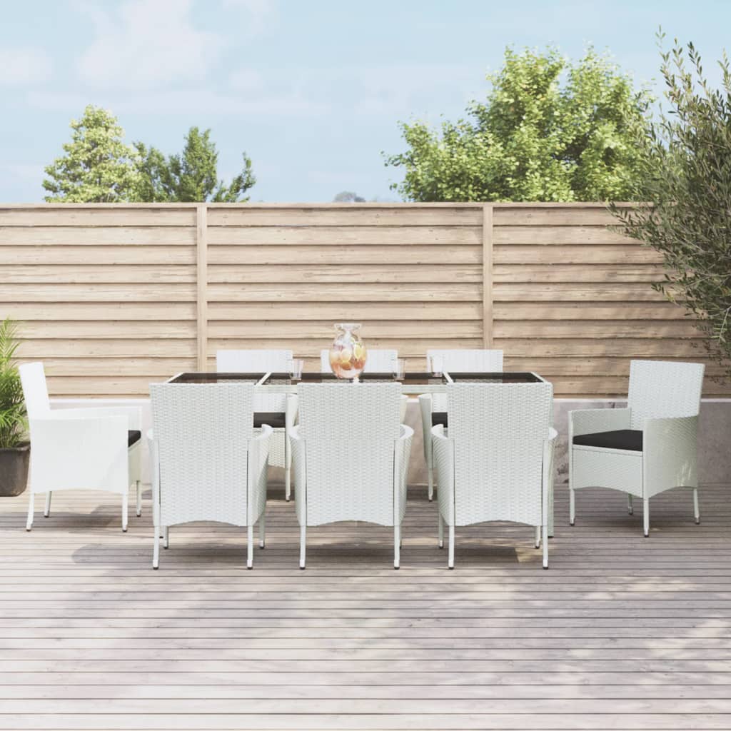 11-delige Tuinset met kussens poly rattan wit