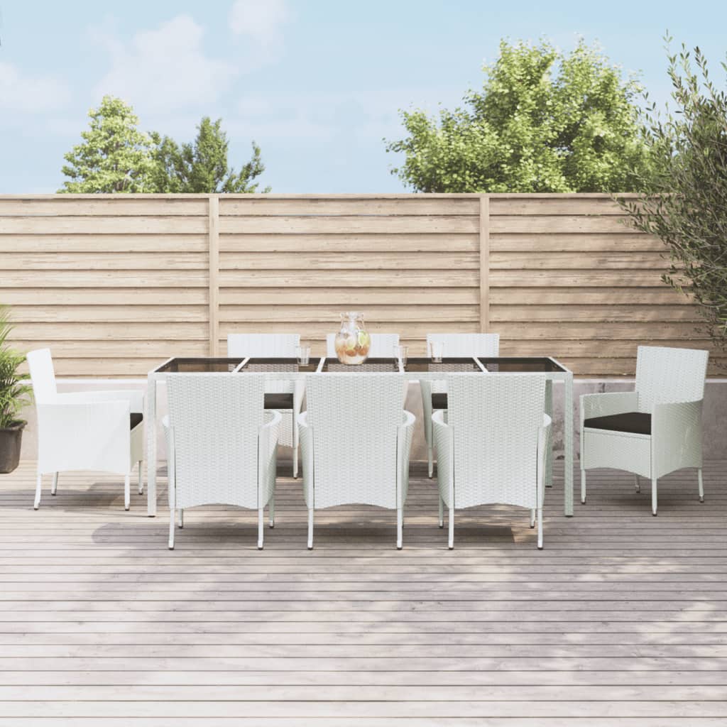 11-delige Tuinset met kussens poly rattan wit