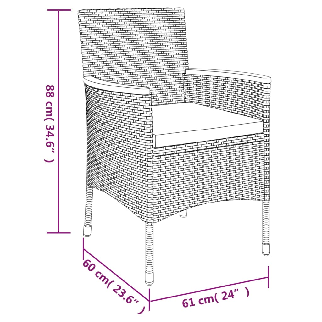 9-delige Tuinset met kussens poly rattan grijs