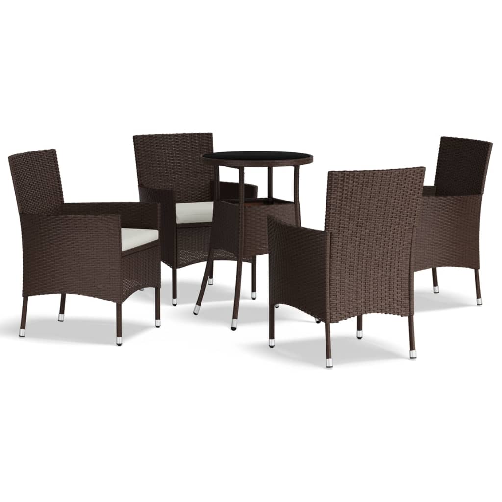 5-delige Bistroset met kussens poly rattan