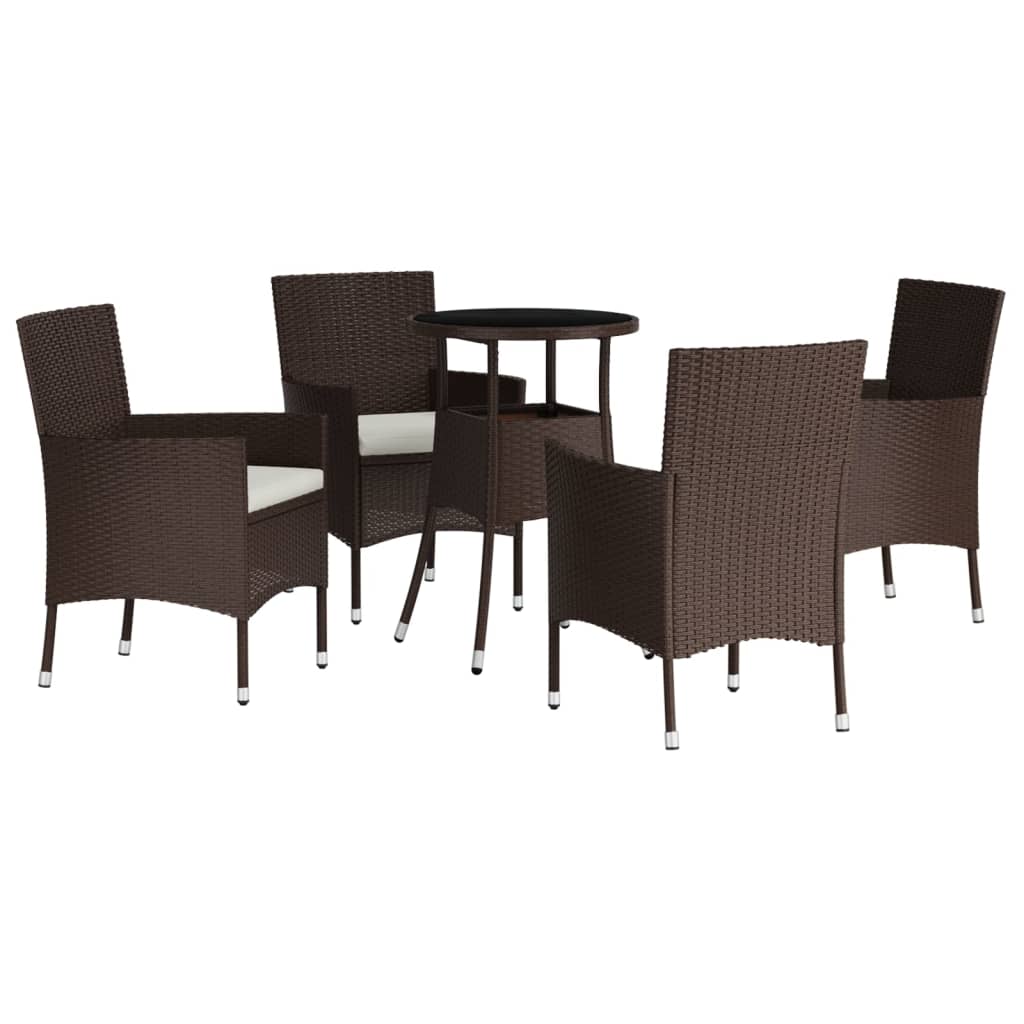 5-delige Bistroset met kussens poly rattan