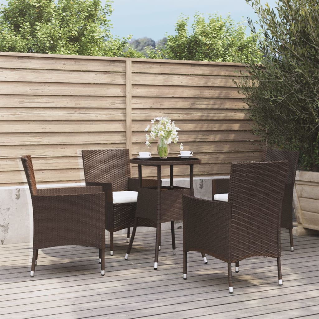 5-delige Bistroset met kussens poly rattan