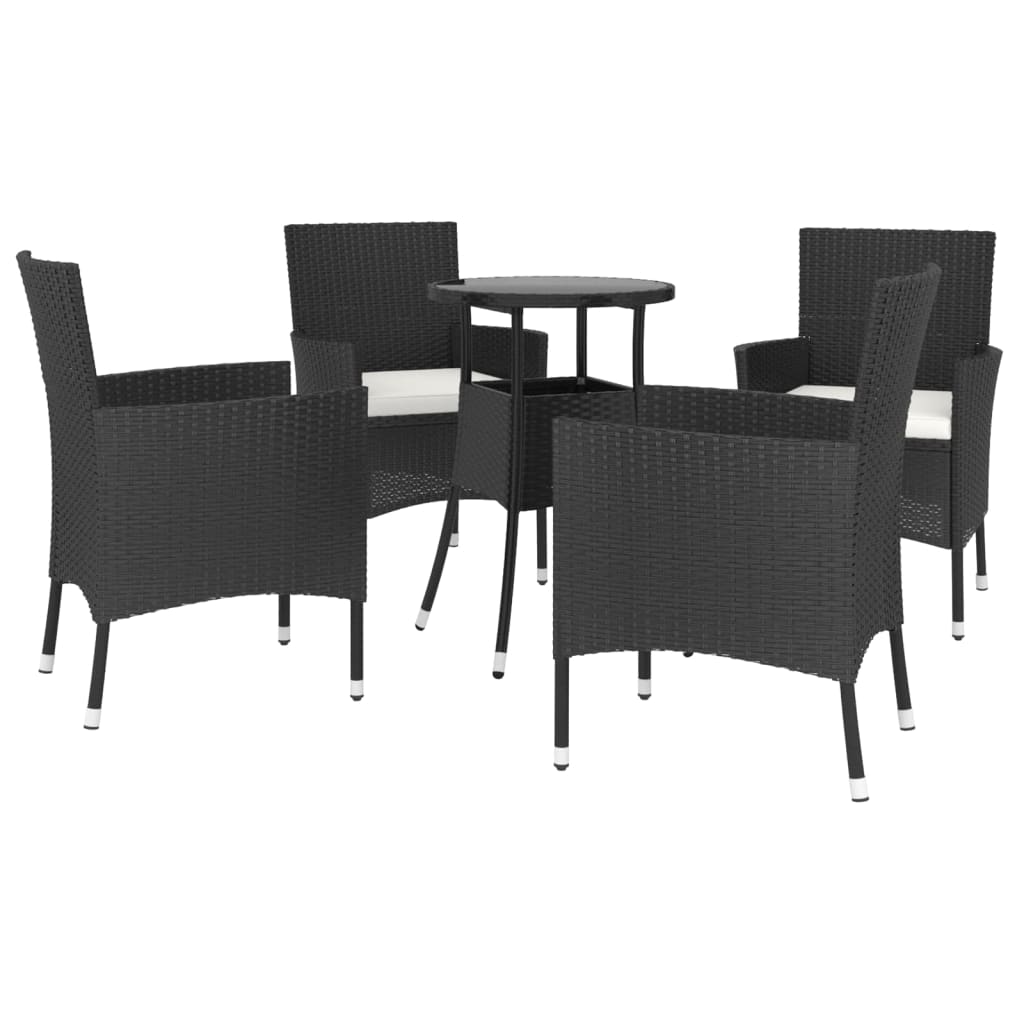 5-delige Bistroset met kussens poly rattan