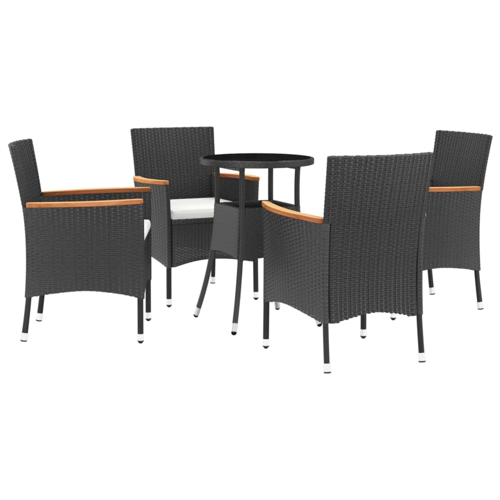 5-delige Bistroset met kussens poly rattan