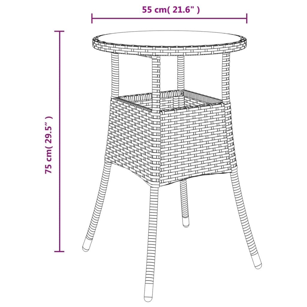 5-delige Bistroset met kussens poly rattan