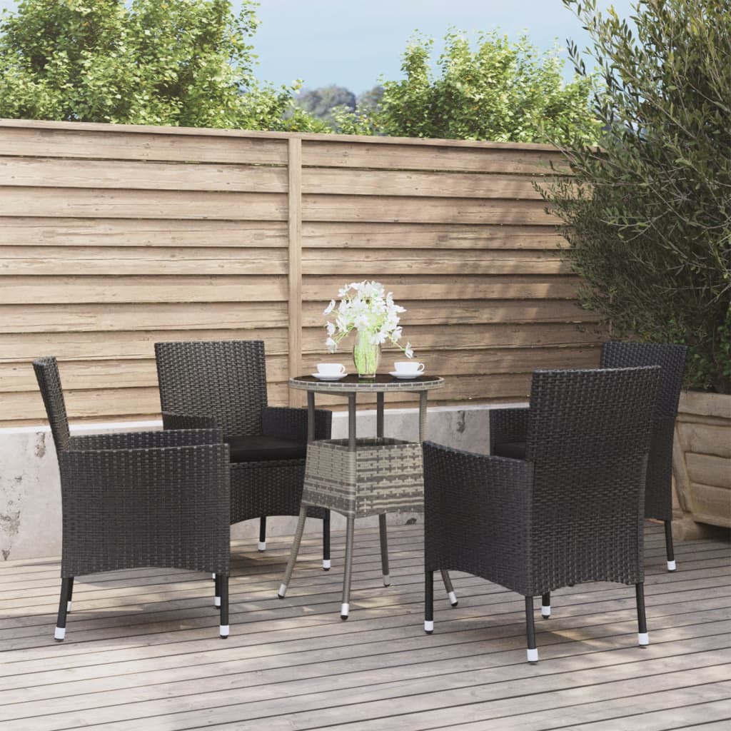 5-delige Bistroset met kussens poly rattan