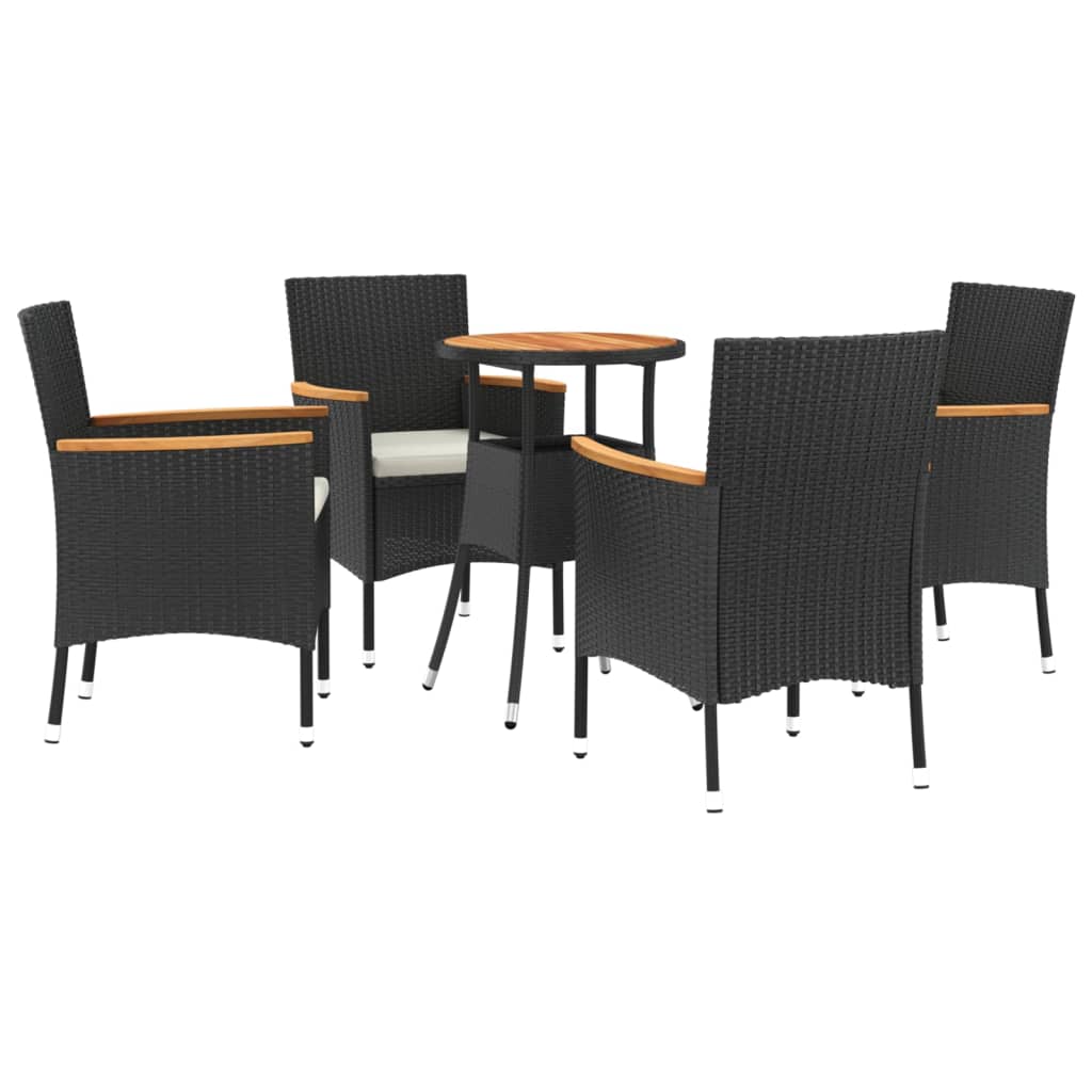 5-delige Bistroset met kussens poly rattan